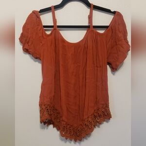 Cold Shoulder Top with Lace Detail Bottom